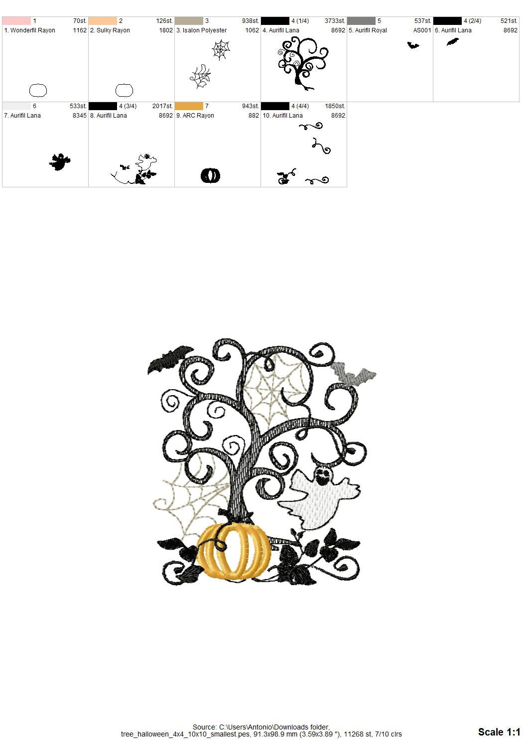 Halloween Scene Sketch Stitch Applique