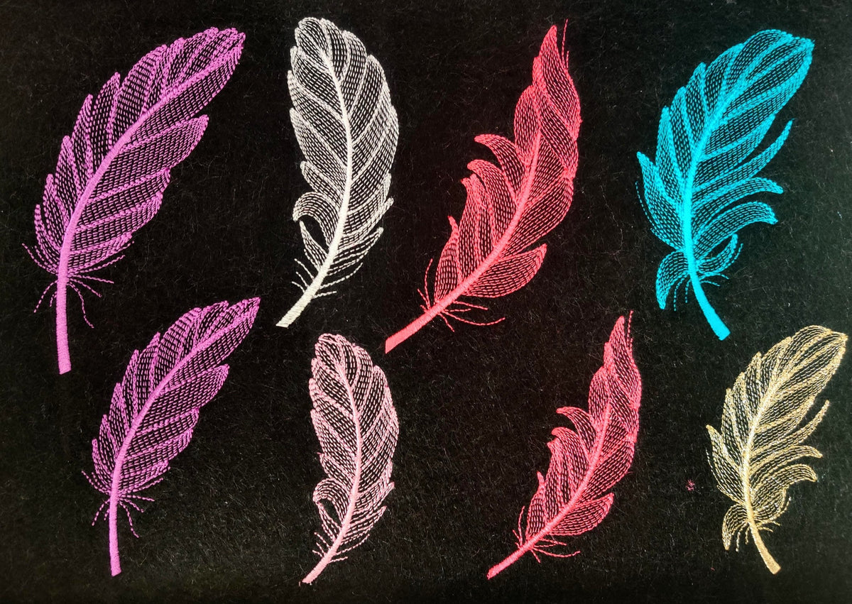 Light Stitch Feather Set of 4 Machine Embroidery 3.5" 4" 4.5" 5" 5.5" 6" | PES DST JEF | Artapli