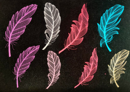 Light Stitch Feather Set of 4 Machine Embroidery 3.5" 4" 4.5" 5" 5.5" 6" | PES DST JEF | Artapli