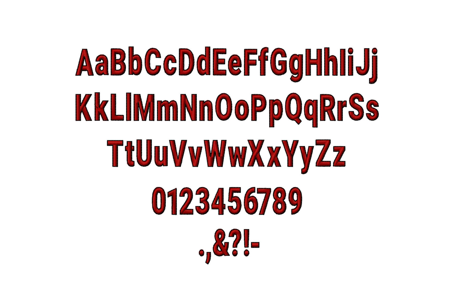 Mini Block FONT satin stitch and outline alphabet uppercase and