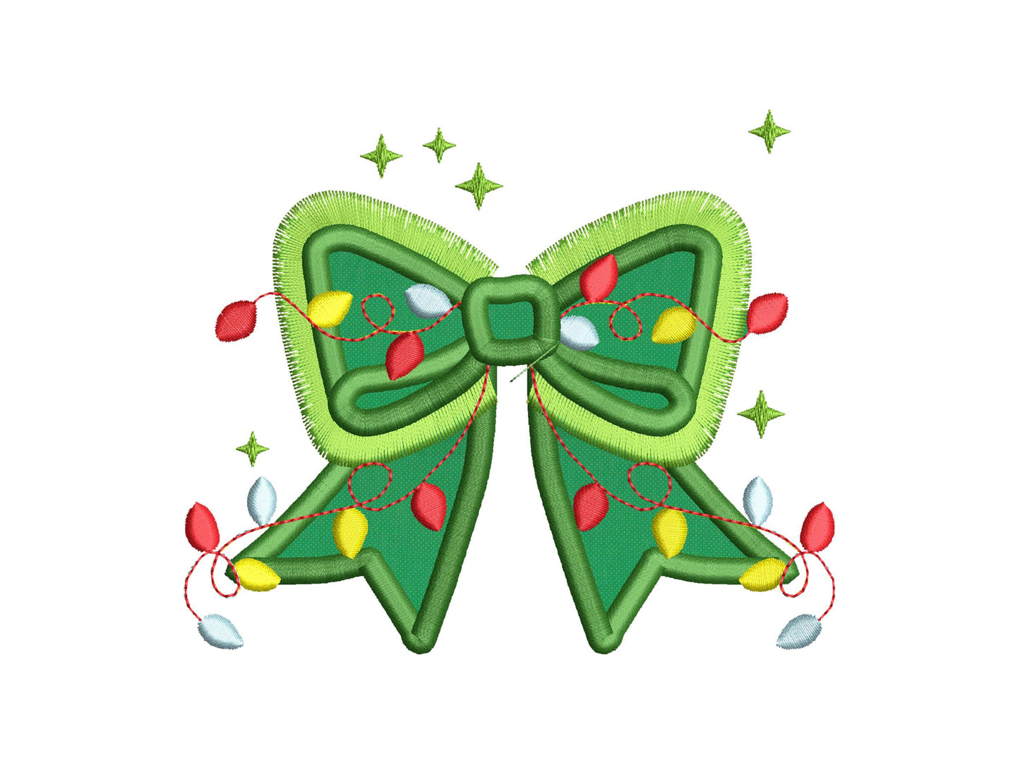 Fringed Bow and Christmas Lights