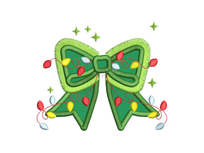 Fringed Bow and Christmas Lights