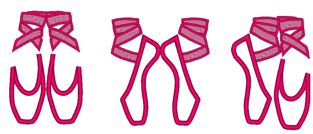 Ballerina Shoes Applique Set of 3