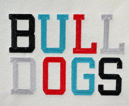 Chain Hand Stitch Effect Varsity Collegiate Font