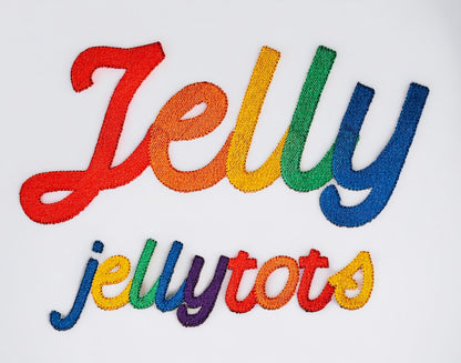 Fill Stitch and Outline Script Font Jelly