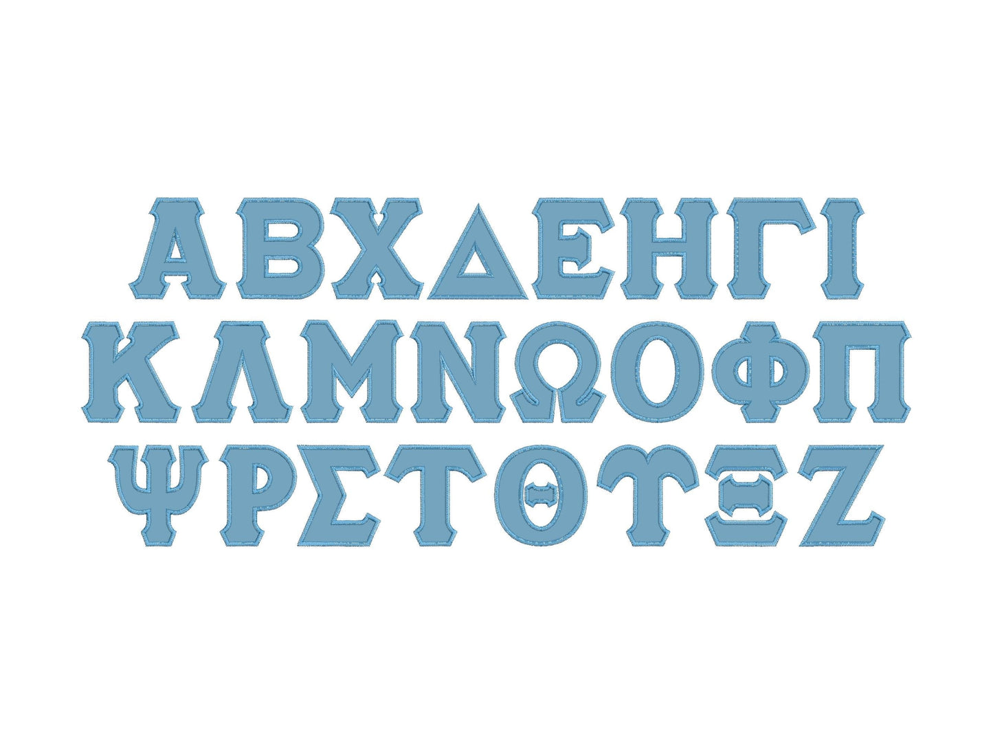 Large Zig Zag Outline Greek Font Applique