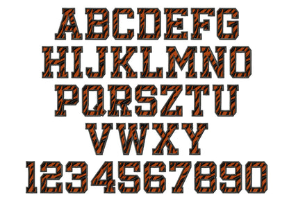 Tiger Print Varsity Sport Font Fill Stitch