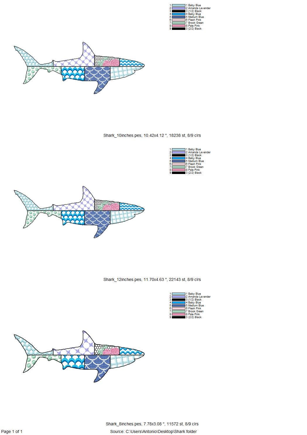 Patchwork Shark patterned sea life ocean fish animal white Shark