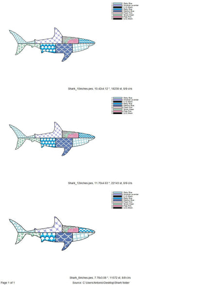 Patchwork Shark patterned sea life ocean fish animal white Shark