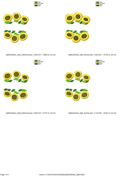 Split Sunflower Flower and mini Font SET Fringed Fluffy Fringe machine