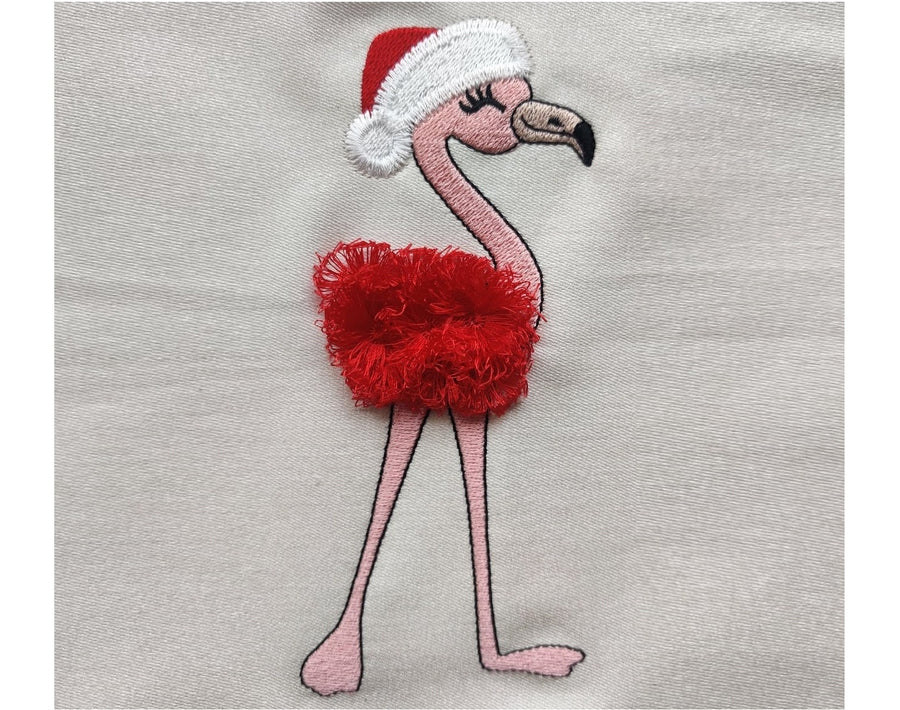 Fringed Christmas Flamingo Santa