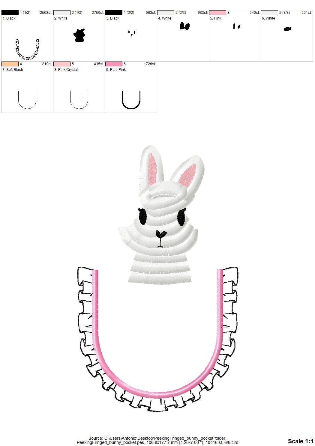 Peeking Fringed Fluffy Bunny Pocket