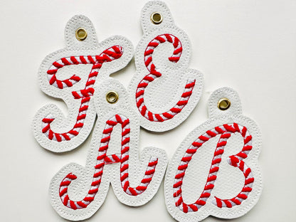 Candy Cane Monogram Keychain