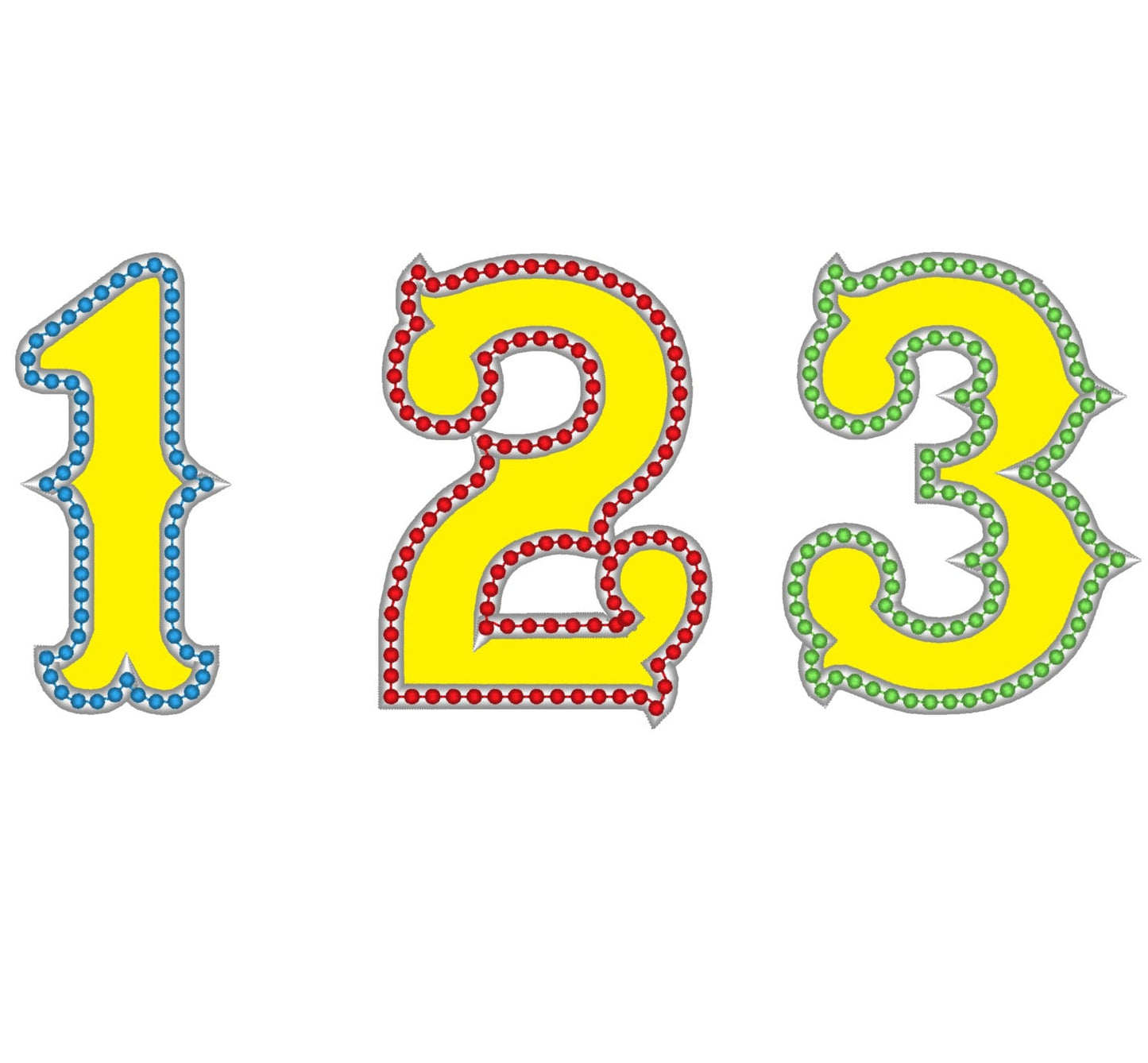 Circus laterns! Wide satin stitch birtday clown Numbers, machine