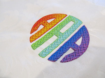 Iridescent Chevron Circle Monogram Font