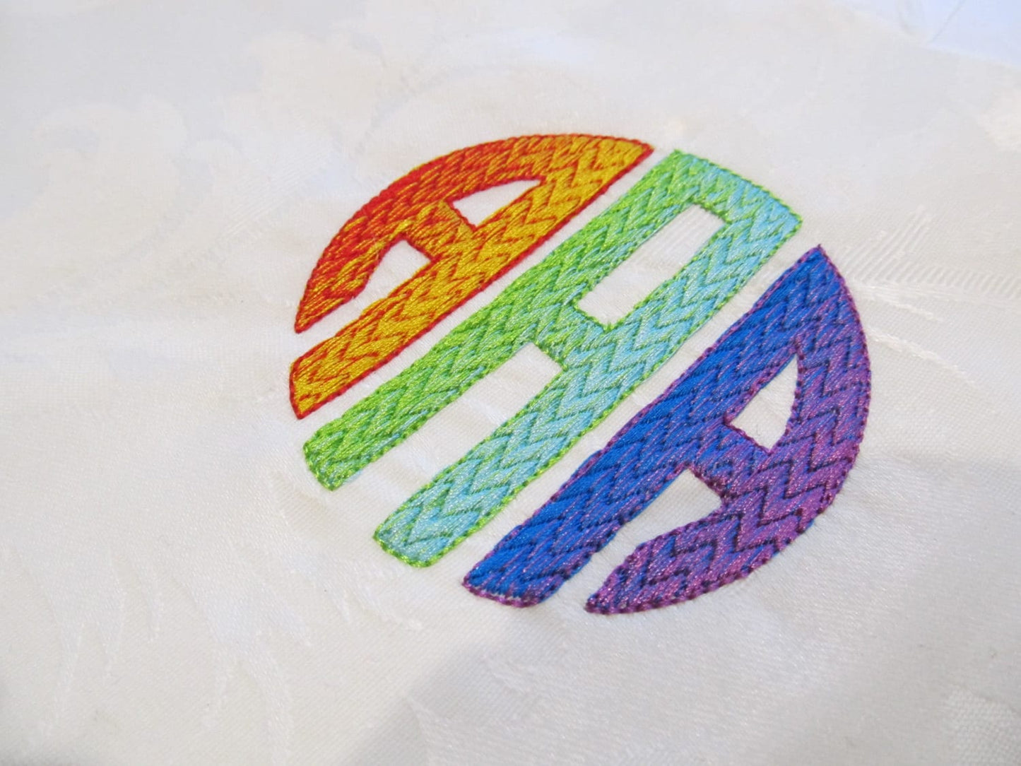 Iridescent Ombre Chevron Circle Monogram