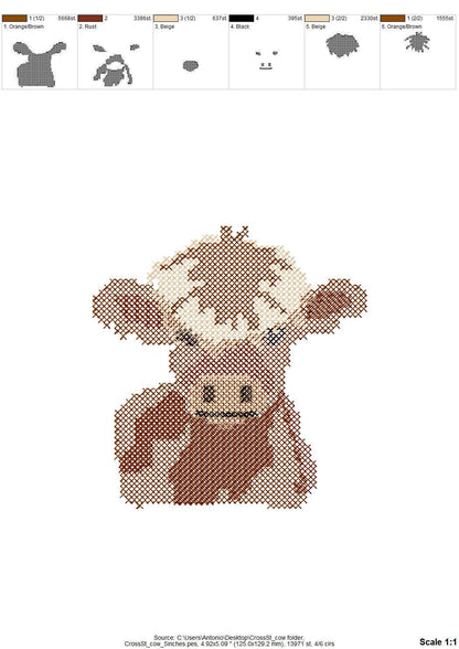 Cross Stitch Little Cow Bull