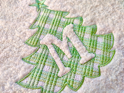 Gingham Plaid Christmas Tree Monogram Frame