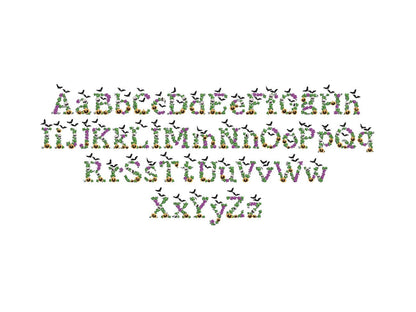 Fall season Halloween Font bat skull jack-o-lantern spooky scary floral