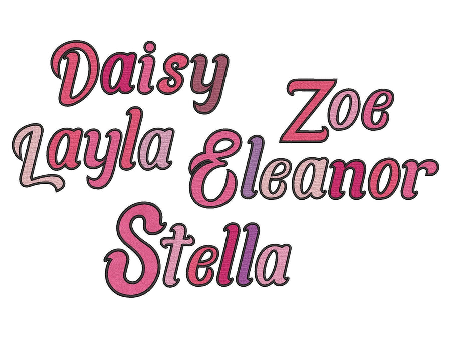 Bold Cursive Fill Stitch Girls Font