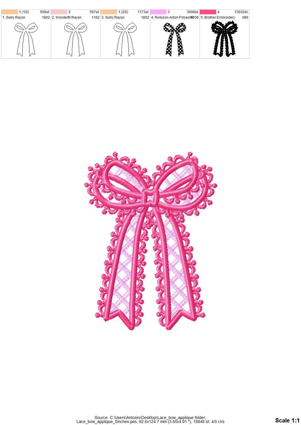 Side Split Seam Lace Bow Applique