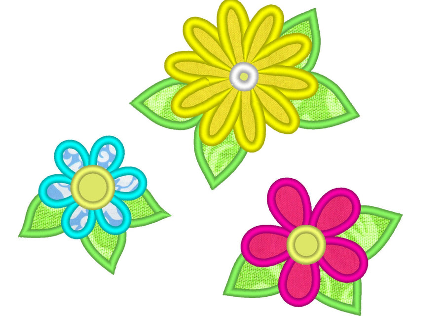 Summer, beautiful flowers applique collection / 3 different types &