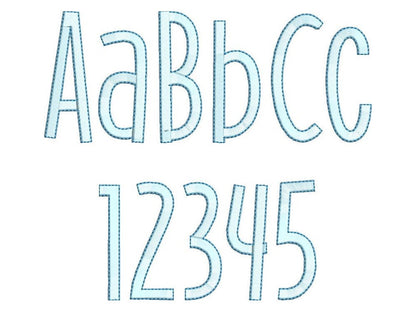 Satin Stitch And Outline Thin Tall Font