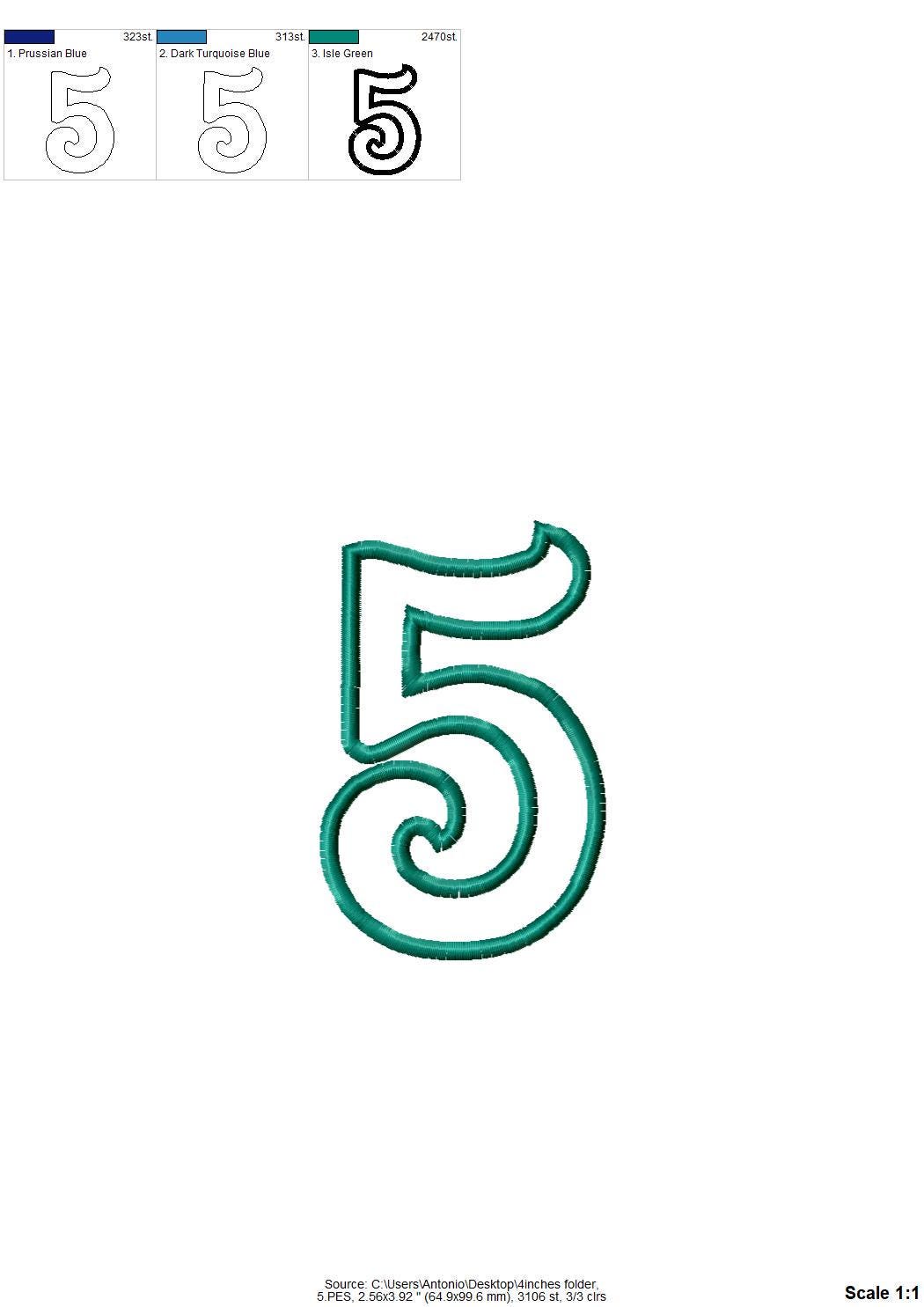 Girly with wide satin stitch Birthday Numbers Applique kids outfit