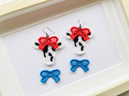 Farm Cow and Bow Earrings Charm FSL