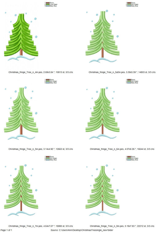 Fringed Christmas Tree Single Tree with Snow