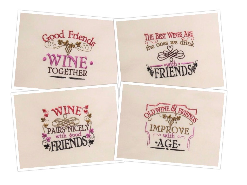 Wine And Friends Quote Set