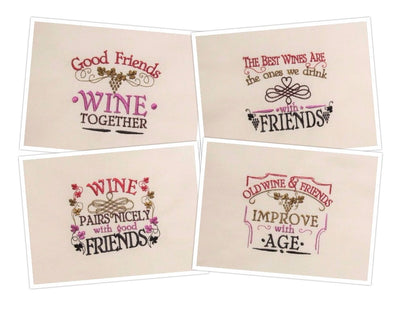 Wine And Friends Quote Set