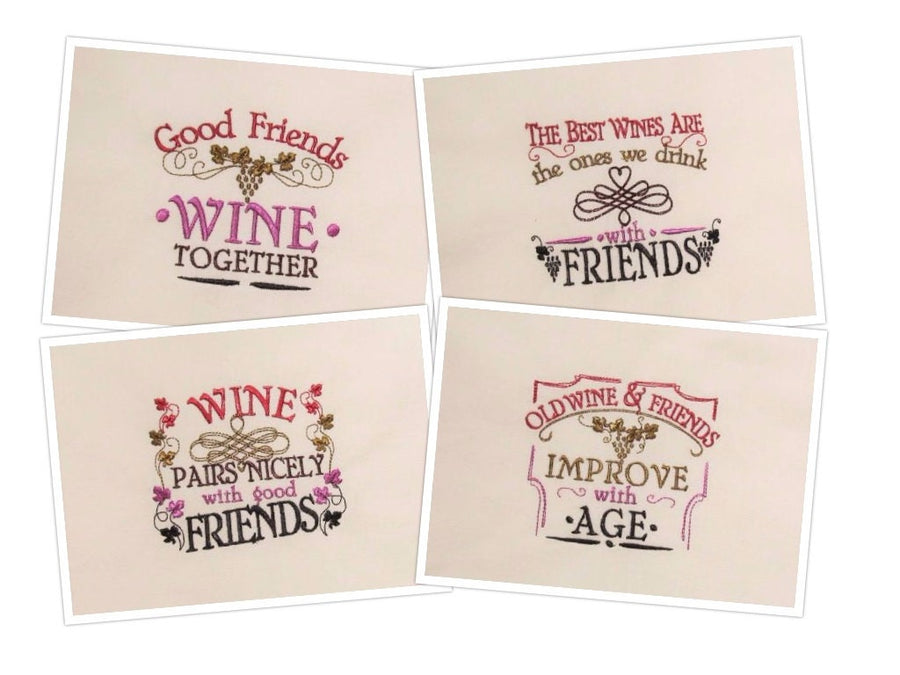 Wine And Friends Quote Set