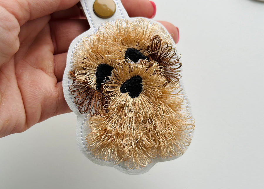 Fringed Dog Puppy Poodle Maltipoo Cockapoo Keychain