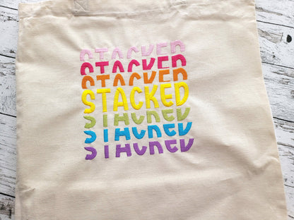 Stacked Font, satin stitch and outline trend alphabet letters, awesome