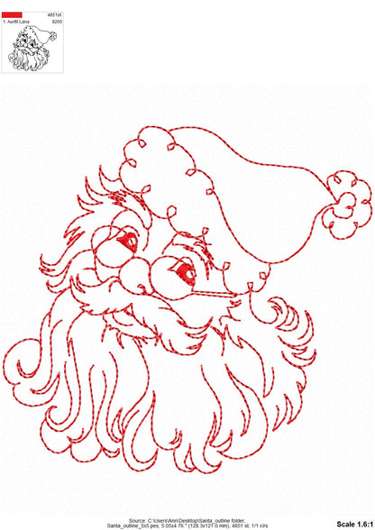 Quick Light Stitch Santa Claus with Glasses Outline