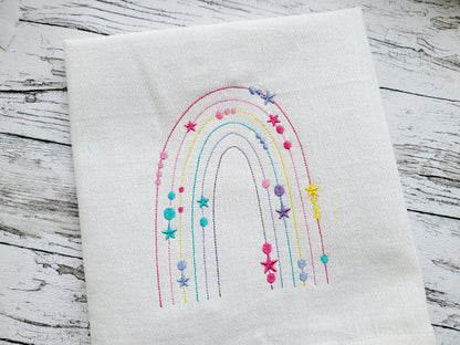 Stars and Dots cute adorable Celestial Rainbow light stitch rainbow