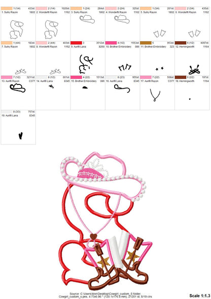 Lady Cowboy Birthday letter S one custom letter machine embroidery