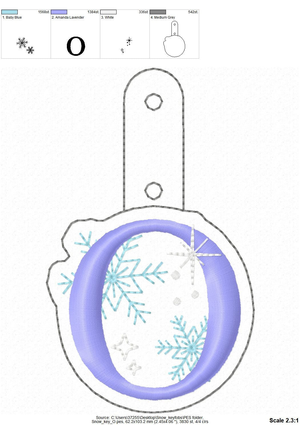 Christmas Snowflake Monogram Keychain