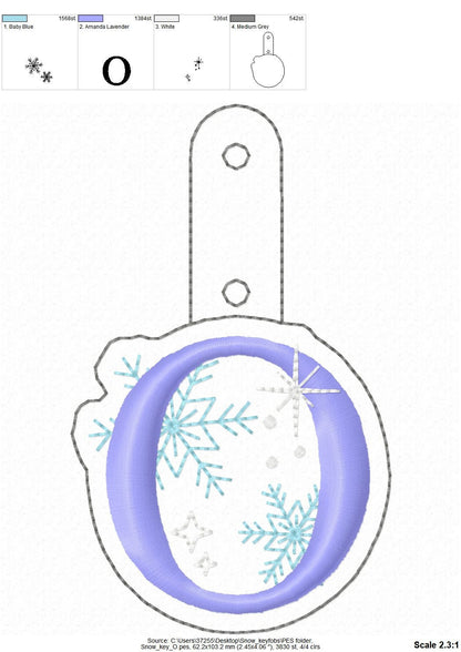 Christmas Snowflake Monogram Keychain