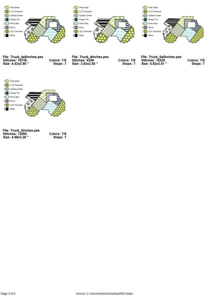 Patchwork Construction Vehicle SET of 4 Tractor Mixer Digger Truck