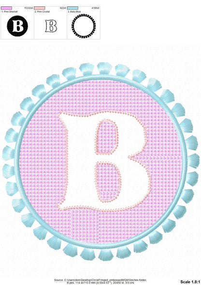 Beautiful Fringed and Embossed Monogram