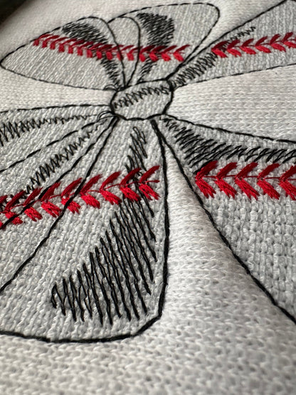 Light Stitch Baseball Bow Line Art
