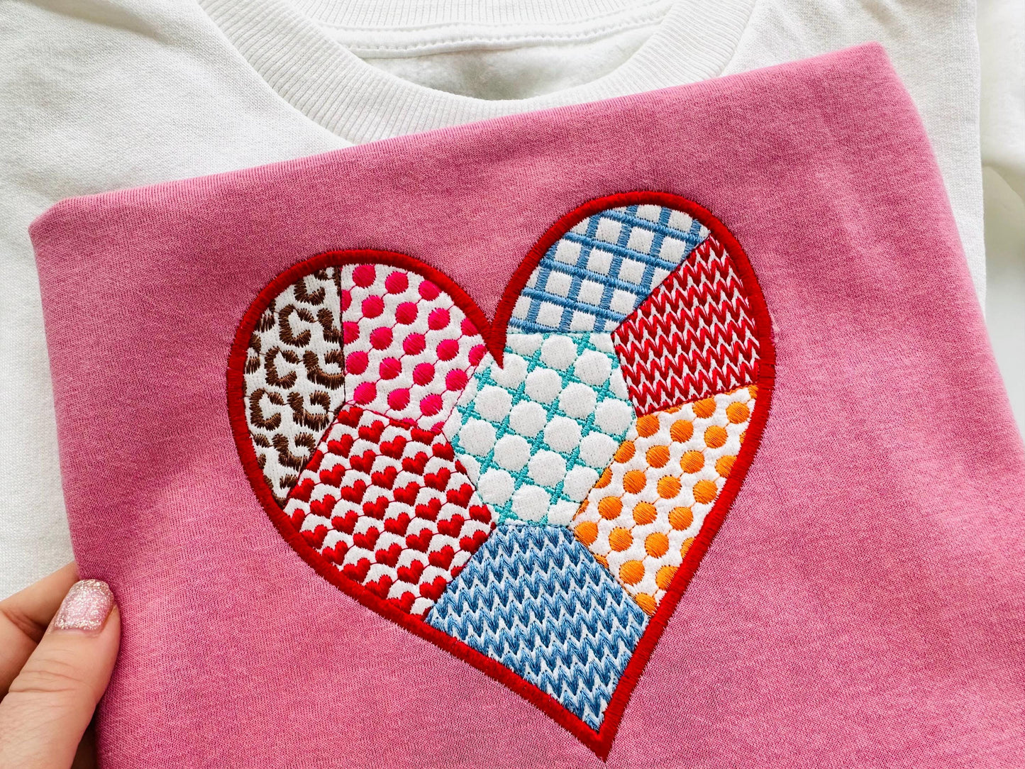Patchwork Heart Valentine patterned Heart Applique machine embroidery