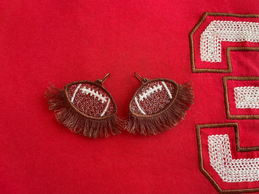 Sport Football Fringed Earrings Charm