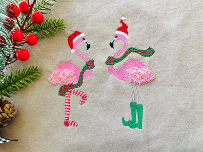 Fringed Christmas Flamingo Santa Hat