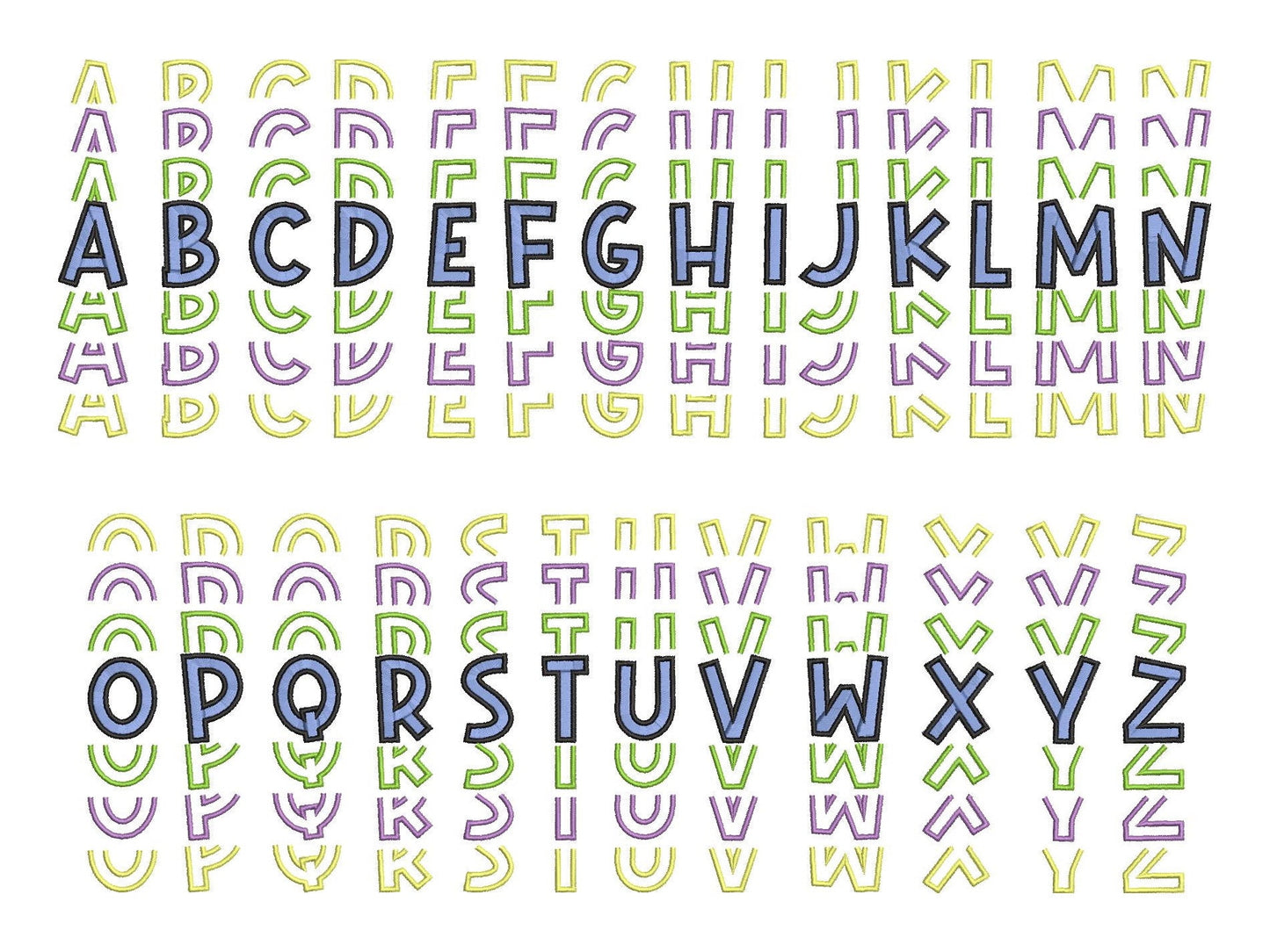 Stacked Satin Stitch and Outline Font