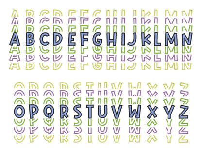 Stacked Satin Stitch and Outline Font