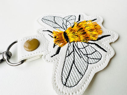 Fringed Bee Honeybee Keychain