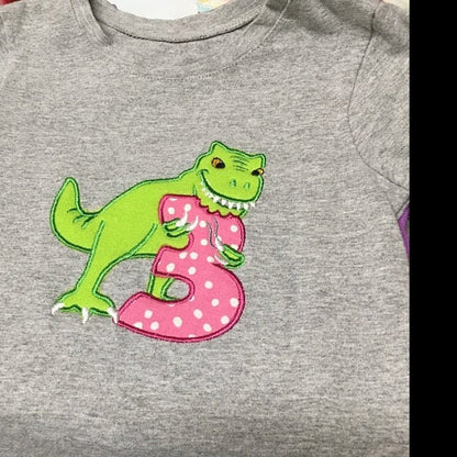 T-Rex Birthday Numbers Applique